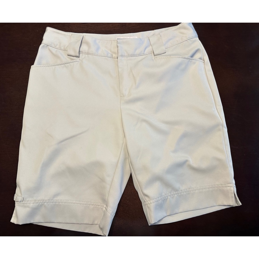 Coral Bay Golf Shorts Womens 8 Beige Flat Front Performance Athletic Outdoor